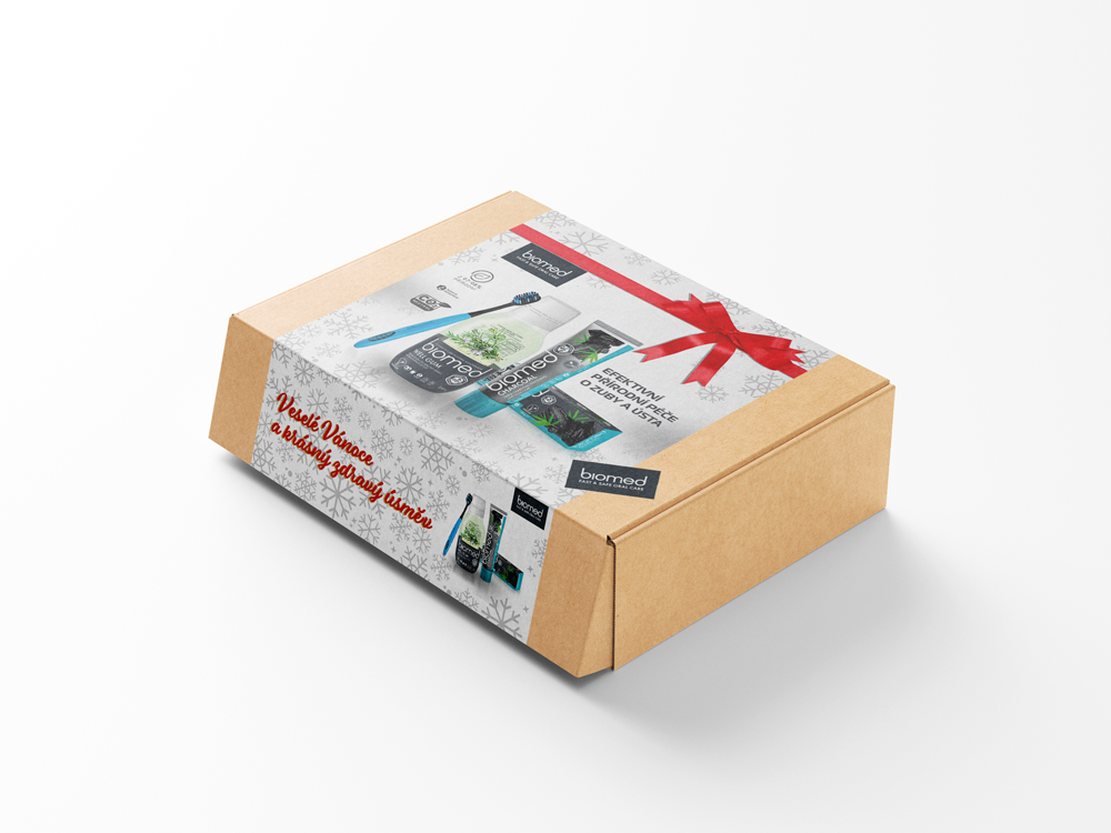 7640168935115_03_Vanocni_biomed_charcoal_Well_Gum_zubni_pasta_a_voda_s_kartackem2x100g_box Vánoční Biomed Charcoal zubní pasta 100g & Well Gum ústní voda 250ml s kartáčkem navíc